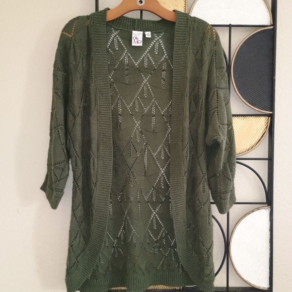 Oh Mg! Sweaters - 4/$25 Open Front Green Knit Cardigan